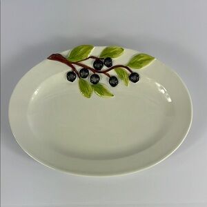 San Marco Nove Italy Majolica Fruit Blueberry Salad Plate Oval Appetizer